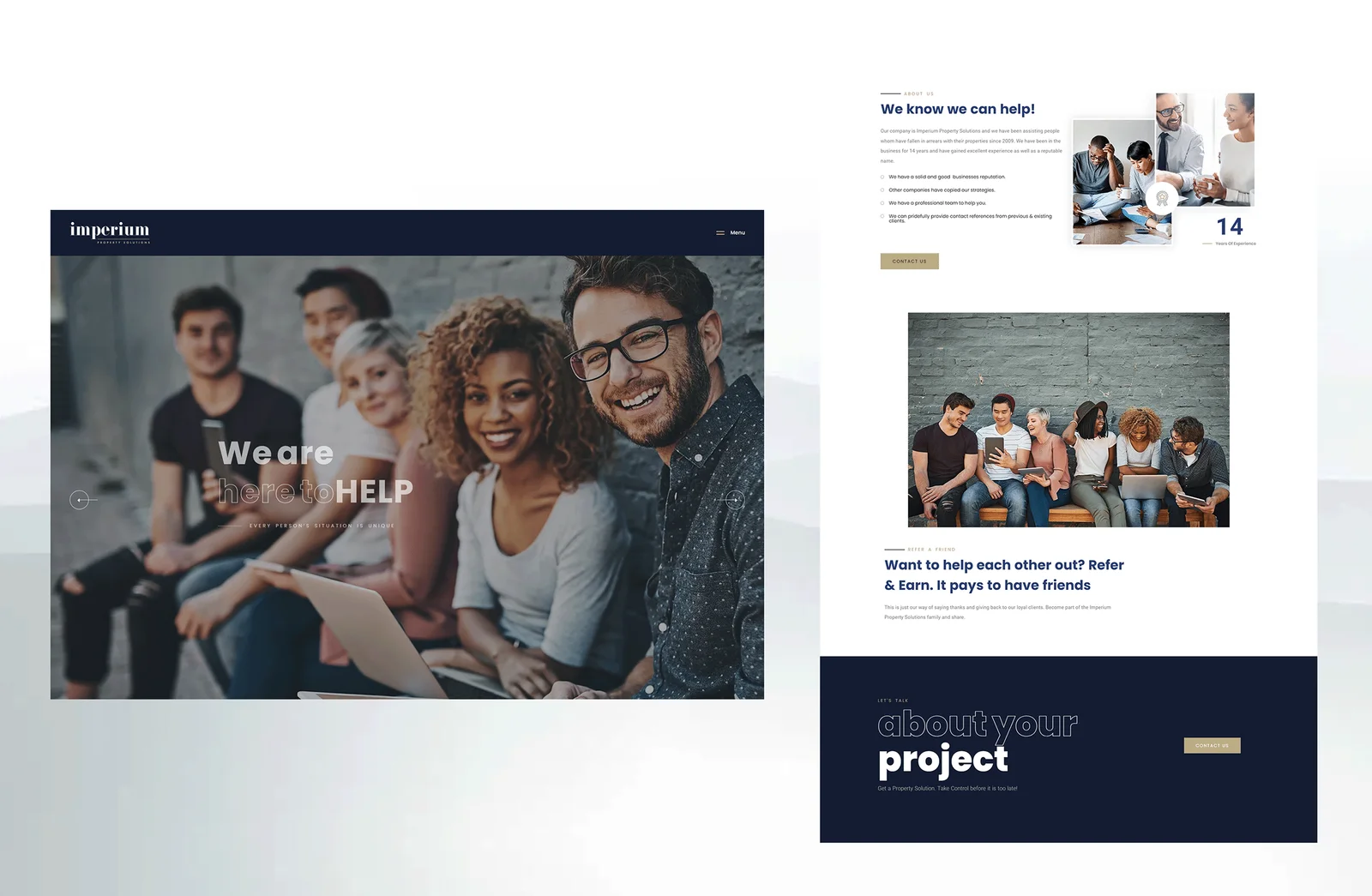 Desktop mockup of the Imperium Real Estate WordPress website, designed for seamless property browsing and direct sales team communication.
